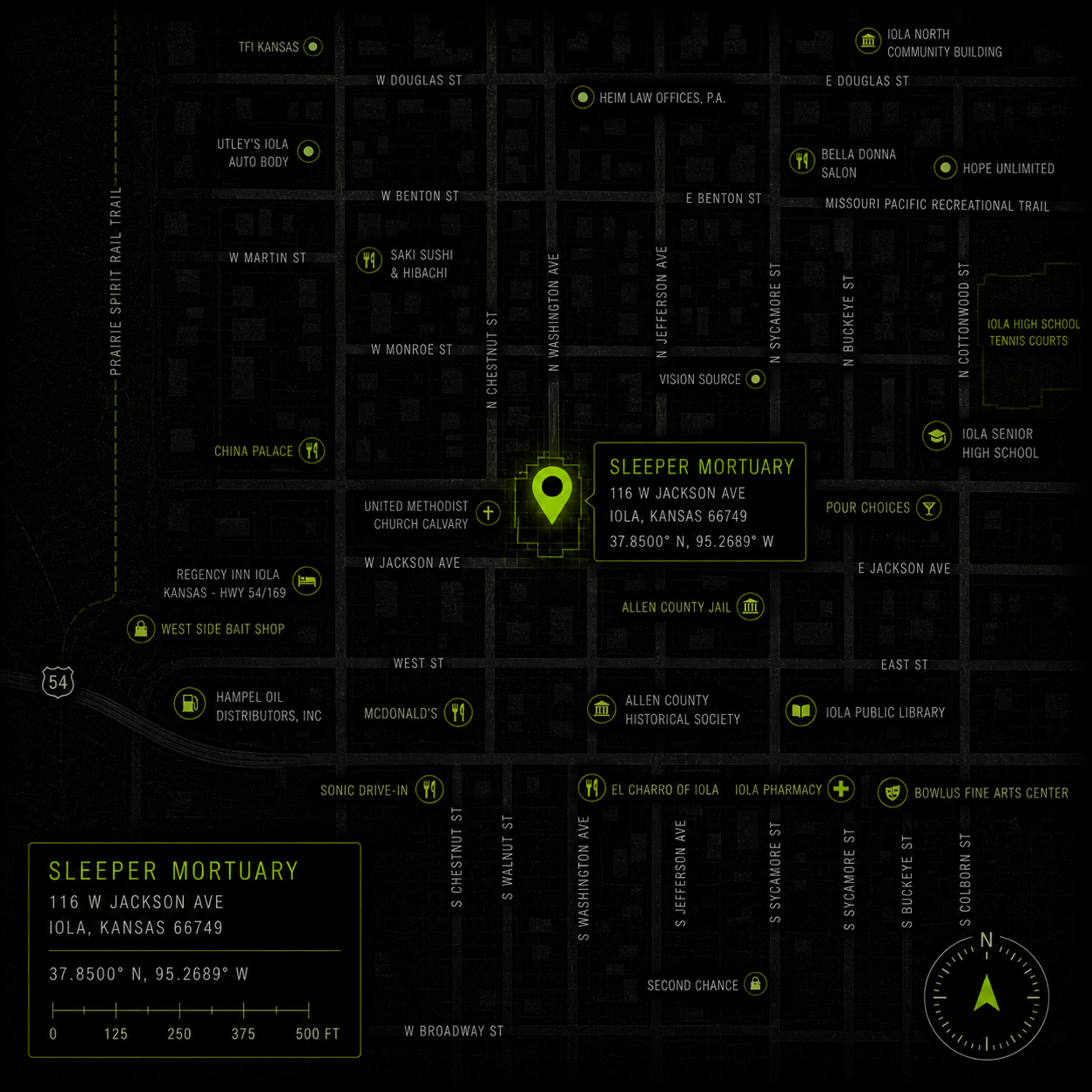Sleeper Mortuary location map