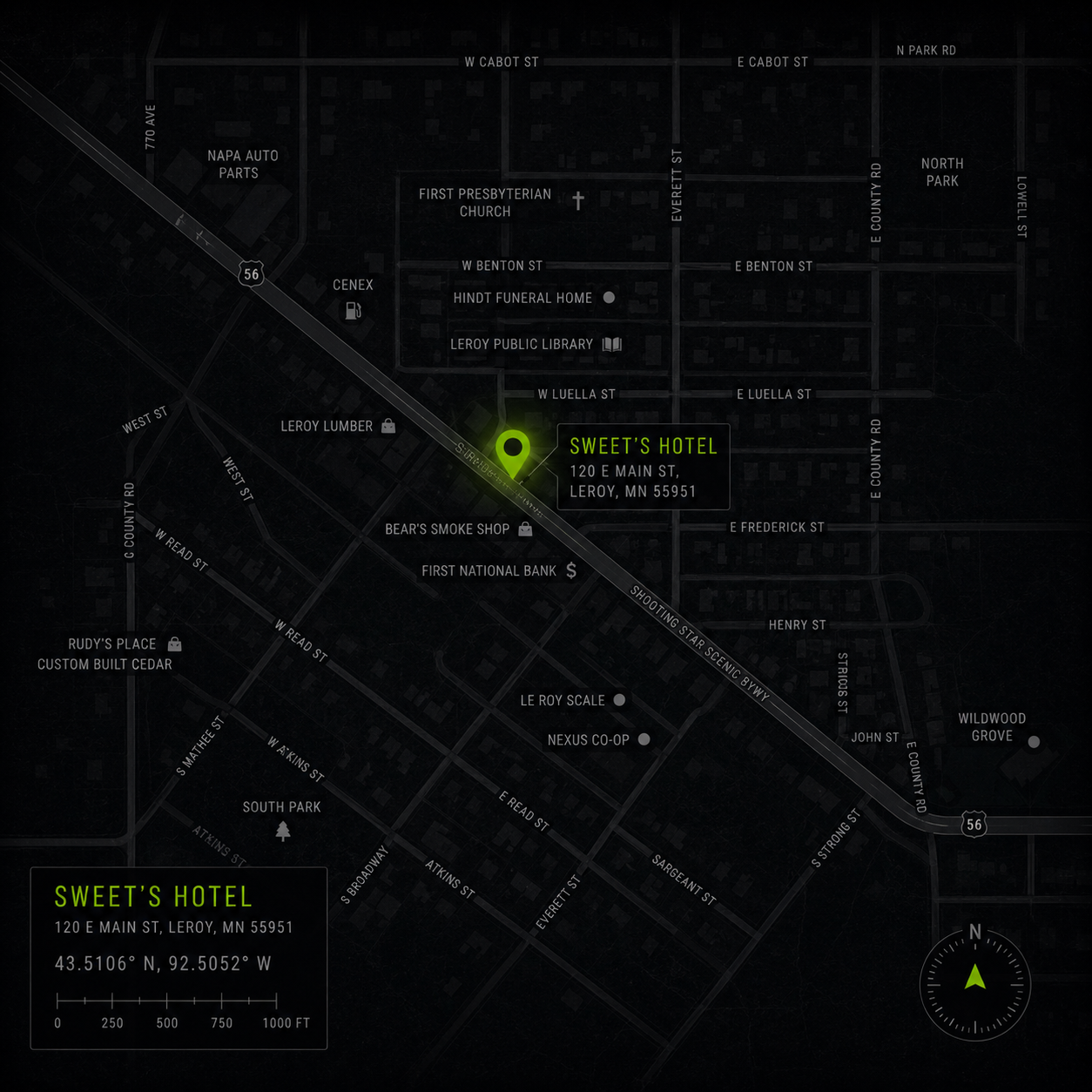 Sweet’s Hotel location map