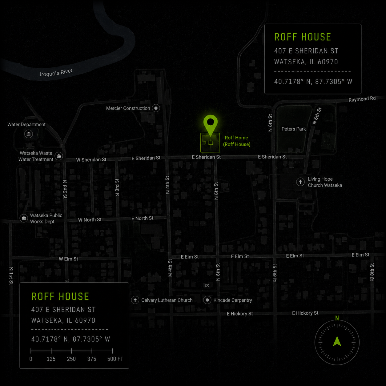 Roff House location map